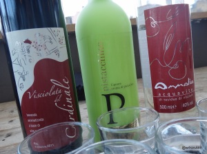 [L-R] Cherry Wine, Pistachio Cream Liqueur, Aquavite